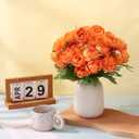 Ovveroche 8 Pack Orange Peonies Artificial Flowers, Fall Fake Silk Hydrangea Bouquet for Bridal Wedding Home Table Decor Reusable Dining Opening Ceremony Birthday Arrangement Faux Floral