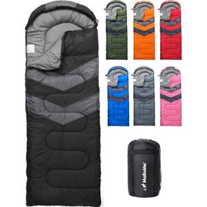 MalloMe Sleeping Bags for Adults Cold Weather & Warm - Backpacking Camping Sleeping Bag for Kids 10-12, Girls, Boys - Lightweight Compact Camping Essentials Gear Accessories Hiking Sleep Must Haves (50-80F Everyday 3 Season - Black)