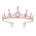 Rapunzel Costume for Women Tiara Crown, Vofler Pink Crown Princess Peach Costume Adult Glinda Girls Princess Diaries Daisy Bubblegum Tiaras Headband Accessories for Mermaid Tangled Birthday Halloween (Rose Gold+Pink)