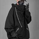 Niepce Inc Japanese Streetwear Hoodie for Men (Black, L)