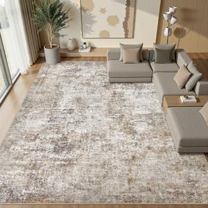 Natunest 10x13 Area Rugs for Living Room Washable Abstract Rug Brown/Grey