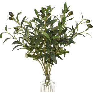 Waipfaru Faux Olive Branches for Vases, Olive Tree Branches with Lifelike Olives, Artificial Greenery Stems Decor for Centerpieces Floral Arrangements Vases (3Pcs, 18 Inch)