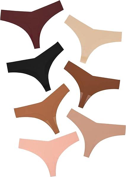 DEANGELMON Seamless Thongs for Women No Show Thong Underwear Women Comfortable Multiple Pack (Medium)