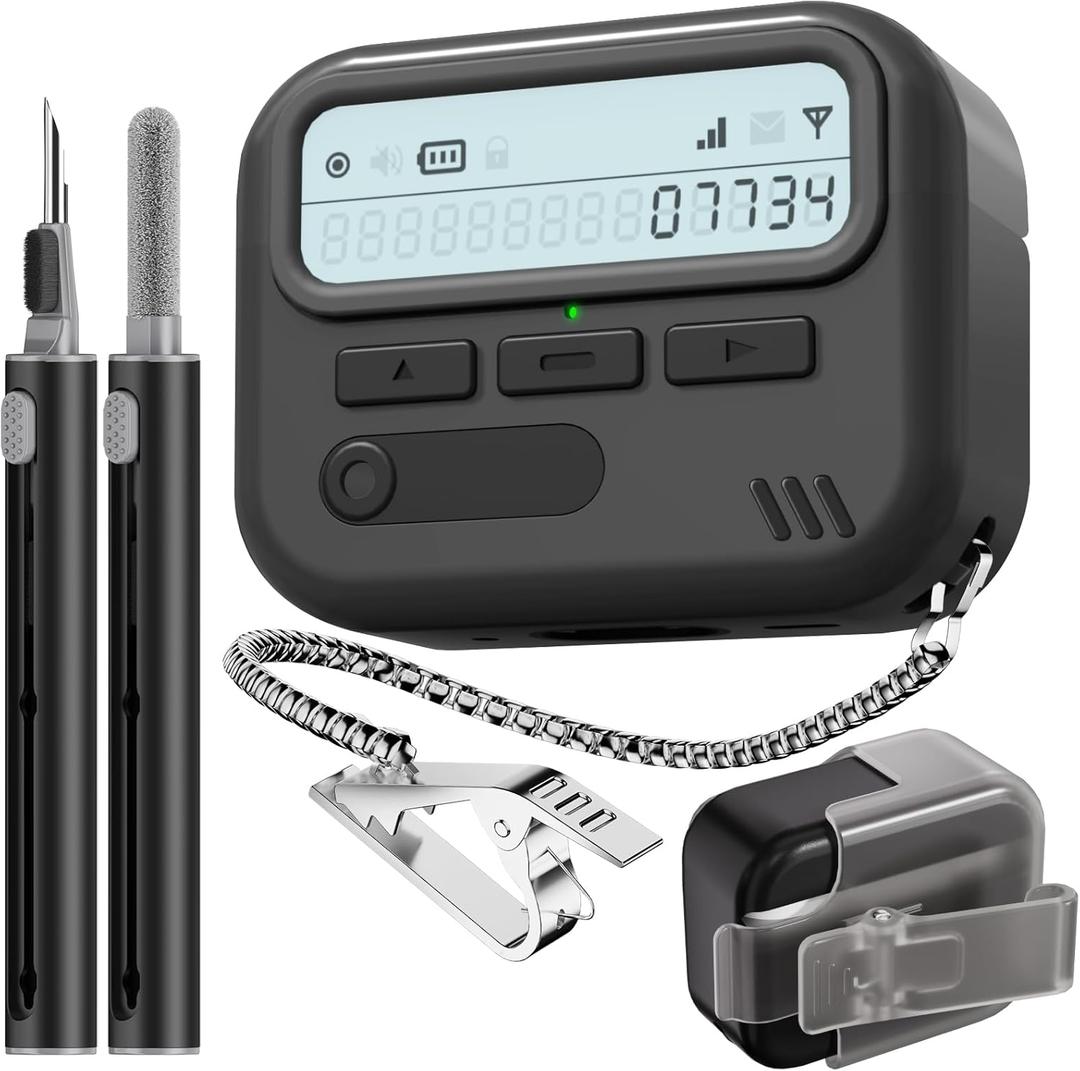 (with Safety Lock) Pager Cases Compatible with AirPods Pro 2nd Generation Case Cover with Cleaner Kit,Sturdy Hard TPU Protective for AirPods Pro 2 Charging Case(USB-C)(2023/2022/2019) for Men-Black