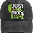 Pickleball Hats for Men Women, Funny Adjustable Embroidered Just One More Game Baseball Cap (Gray)