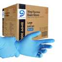 Medical Synmax Vinyl Exam Gloves - Latex-Free & Powder-Free - Large, BMPF-3003 (Case of 1000,Blue)