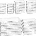Goodma 24 Pieces Mixed Sizes Rectangular Empty Mini Clear Plastic Organizer Storage Box Containers with Hinged Lids for Small Items and Other Craft Projects