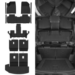 Custom Fit Floor Mats for Cadillac XT6 6 Seats/Captain Seat 2020-2026 | All Weather TPE Floor Liners with Trunk Mat & Backrest Protectors & Door Sill Guard | Odorless Full Set Interior Accessories