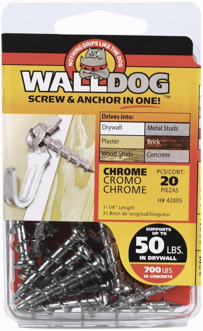 Hillman 3/16 in. Dia. x 1-1/4 in. L Chrome Pan Head Walldog Screw & Anchor 20 Pieces, 5 Pack