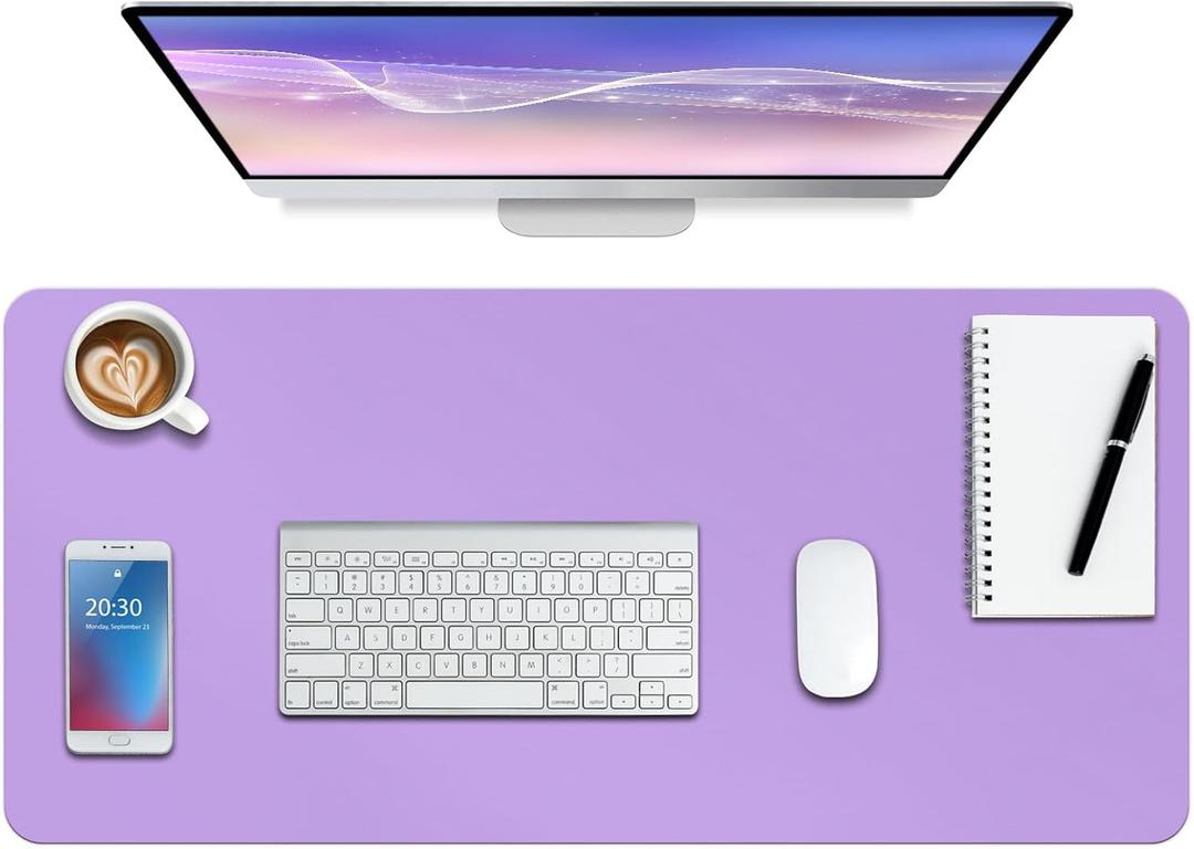 Boutilon Leather Desk Pad Protector,Non-Slip Mouse Pad,Laptop Desk Pad,Office Mouse Mat,Waterproof Leather Desk Blotter,Desk Writing Pad for Office and Home (L-Purple,35"x 17")