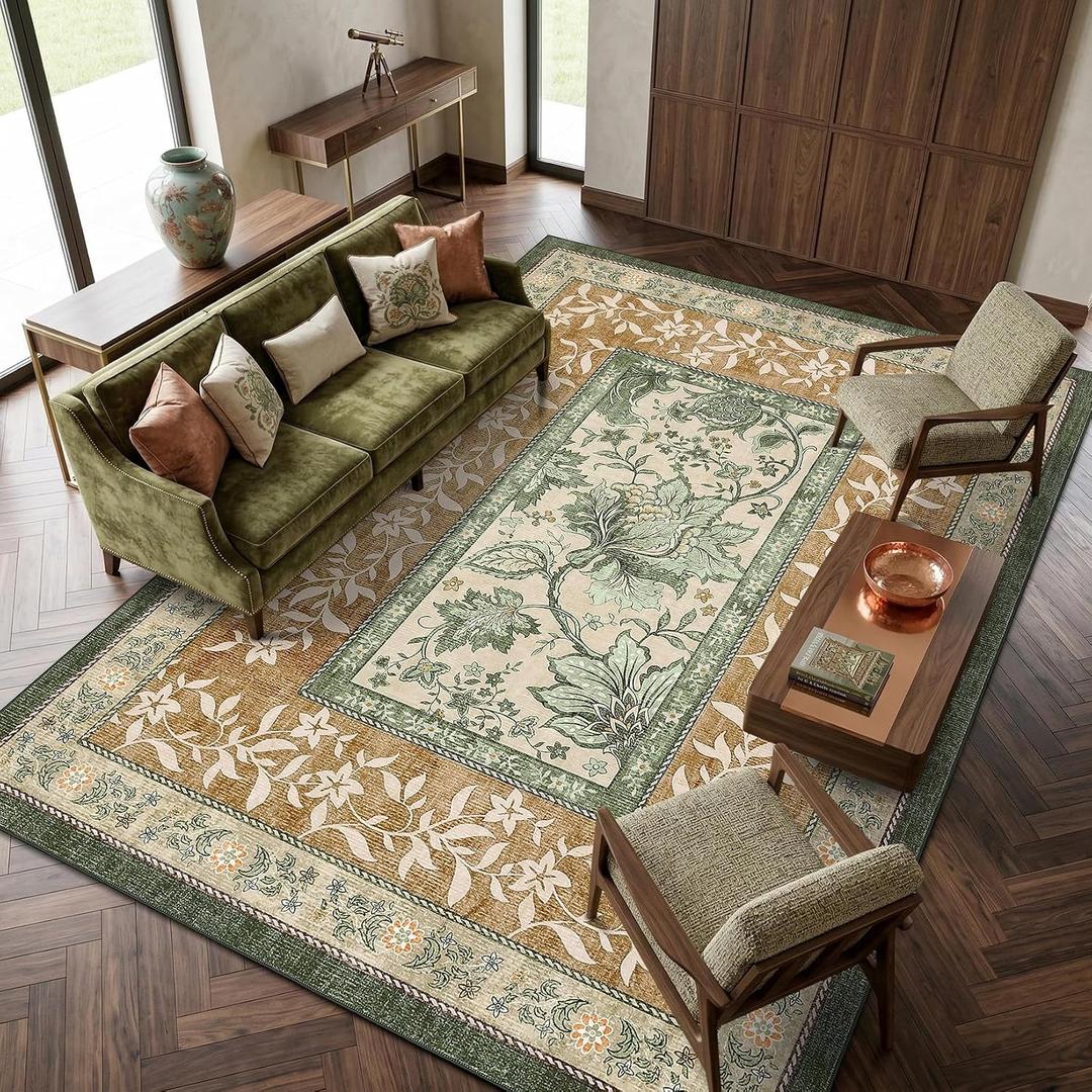 GarveeHome Leaves Floral Area Rug, 10' x 13'