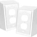 Petal Relief Design Classic Style White Modern Decorative Outlet Covers Wall Plates, Duplex Electric Receptacle Light Switch Cover, Mid-Size 4.9 x 3.1 inch(10-Pack Single Duplex)