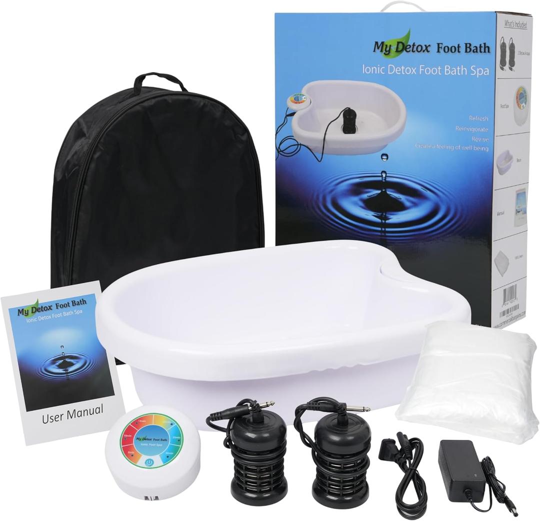Ionic Detox Foot Bath Cleanse Spa with Basin 100 Liners and Two Round Arrays
