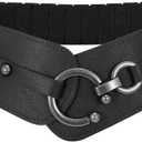 WERFORU Women Vintage Wide Elastic Thick Stretch Belt with Interlock Buckle for Dress (Black)