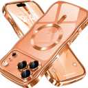 GVIEWIN for iPhone 17 Pro Max Case [Compatible with MagSafe][Upgraded Full Camera Protection][Cute Wave Frame] Glossy Slim Shockproof Protective Magnetic Phone Case for 17 Pro Max 6.9'', Clear/Orange