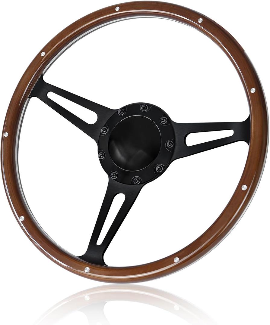 9 bolt disc shaped steering wheel, 14 inch wooden steering wheel, suitable for most nine hole car wooden steering wheels