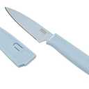 Kuhn Rikon Colori Non-Stick Straight Paring Knife with Safety Sheath, 4 inch/10.16 cm Blade, Light Blue