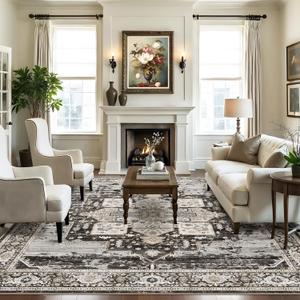 RUUGME Washable 11X11 Area Rugs - Large Rugs for Living Room Soft Stain Resistant Carpet for Middle-Aged Married Woman in Bedroom Kitchen with Non Slip Backing Home Decor Floor 11x11 Black