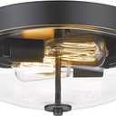 Emliviar 1 Pack Ceiling Light Fixture with Clear Glass Shade - Indoor Flush Mount Ceiling Light 12 Inch, Black Finish, TE217F ROB