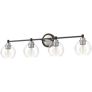 VONLUCE Bathroom Light Fixtures, 4-Light Vanity Light with Globe Glass Shades E26 Sockets, Bathroom Lights Over Mirror for Bedroom Hallway Living Room, Black & Nickel Finish