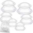 TrelaCo 6 Pcs Cupping Kit for Massage Therapy 3 Sizes Silicone Cupping Set Chinese Massage Therapy for Studio Household Cellulite Joint Pain Muscle Pain(Clear)