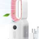 let'me Desk Fan, 106 Oscillating Fan for Indoors, Bladeless with 3 Speeds, Small Office Fan with LED Light (Pink-Without batteries)