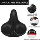 Oversized Bike Seat, Wide Bicycle Seat for Women Men Comfort, Universal Waterproof Bike Saddle Replacement with Safety Reflective Strip for Peloton, Exercise Bikes, Cruiser, City Bikes