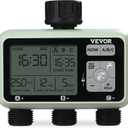 VEVOR Water Timer, 3 Outlets, Hose Watering Sprinkler Timer, with 3 Independent Watering Zone LCD Display Rain Delay Mode Manual Mode 360 Brass Inlet Metal Filter, IPX6 Waterproof for Yard Watering