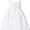 JEELLIGULAR Toddler Dress Ruffle Sleeveless Button Down Dress for Toddler Girl Dress Summer Beach Casual A-line Sundress (4-5T, White)