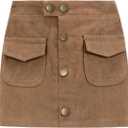 WELAKEN Girls and Toddler's Corduroy Short Mini Skirt with Pockets (6-7 Years)