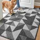 DEXI Indoor Door Mats for Entryway, 60x90 Non-Slip Washable Low-Profile Entry Doormat, Absorbent Resist Dirt Inside Floor Entrance Mat, Patio, Black/White 
