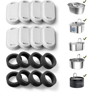 PETLIBRO 8 Packs Replacement Filters for Stainless Steel Cat Water Fountain PLWF003 & PLWF006, 4 Months Set of Replacement Filters fot Pet Water Fountain Stainless Steel