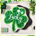 Haull 6 Pcs St. Patrick's Day Bathroom Rug Shamrock Bath Rug Lucky Green Clover Saint Patty's Day Bathroom Mat Shamrocks Doormat Irish Washable Nonslip Absorbent Shower Mat for Bedroom 15.8" x 15.8"