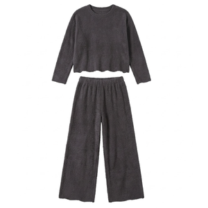 PRETTYGARDEN Women's 2 Piece Sets Casual Long Sleeve Shirts Wide Leg Pants Lounge Travel Outfits Fashion Clothing, XL