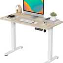 JOY worker Small Electric Standing Desk, 40" x 20" Whole Piece Height Adjustable Table with Memory Controller, Sit to Stand Desk Workstation for Home Office, Light Walnut