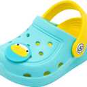 dripdrop Girls Comfort Clogs Kids Slip On Garden Shoes Boys Lightweight Beach Pool Slide Sandals Shower Slipper (Toddler/Little Kids) (Sky Blue, 140)