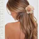 Fluffy Plush Claw Clip for Hair 6 Pcs Cute Hair Clips for Women Fuzzy Hair Barrettes Girls Hair Jaw Clips (Flower + Heart - Beige/Brown/Coffee)