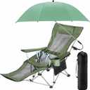 Yuntau Single Reclining Camping Chair with Removable Umbrella Folding Camp Chair for Outdoor(Green)