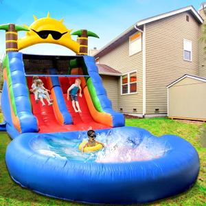 22.5ft(L) Commercial Water Slide for Adults Kids(Double Slides&Big Splash Water Pool),100% PVC Adult Inflatable Water Slide with Blower Great for Outdoor Summer Fun,Backyard Party-22.5x10.8x12.3ft