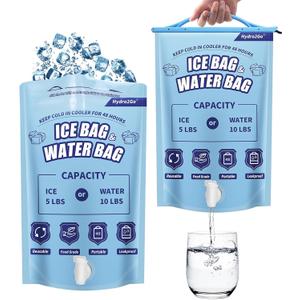Hydro2Go Reusable Large Leakproof Ice Bags - Extra Large Capacity - Instant Cooler - Long Lasting - Ideal for Camping, Fishing, Picnic, Hiking, Beach