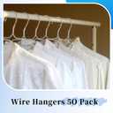 50 Pack Metal Wire Hangers Bulk 15.9 Inch 13Guage Dry Cleaner Hangers Thin Space Saving Suit Holder for Home Clothing (50, White)