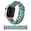 Moolia Stretch Natural Stone Strap Compatible with Apple Watch Bands 40/42/41/38mm Women, Jasper Handmade Bracelet Boho Beaded Band for iWatch Series 11 10 9 8 7 6 5 4 3 SE/Ultra 3 2 1, Imperial Jasper