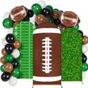 34 Pieces Football Party Decorations 4ft 5ft 6ft Football Spandex Arch Backdrop Cover Dark Green Black Beige Brown Foil Balloons for Sports Game Birthday Party Decor