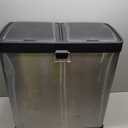 SONGMICS Trash Can, 2 x 10.6 Gallon (2 x 40 L) Garbage Can for Kitchen, with 15 Trash Bags, 2 Compartments, Plastic Inner Buckets and Hinged Lids, Airtight, Silver and Black ULTB730E80