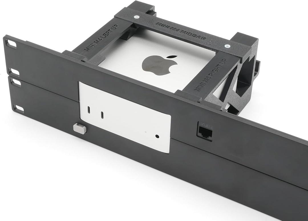 thingsNrack Rack Mount for 1 pcs Apple Mac mini M4 with Remote on/Off Button and 1x RJ45 ethernet Keystone