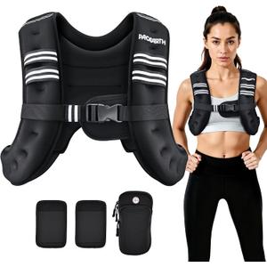 PACEARTH Weighted Vest, 10lb Weight Vest with Reflective Stripe, Body Weight Vests for Women, Men, Weight Loss Workout, Strength Training, Running, Walking, Jogging