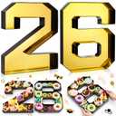 2 Pcs 13.7" 26 Cardboard Charcuterie Numbers Fillable Graduation Board Number Large Fillable Numbers 2026 Letters Trays for Food Chocolate Candy School Congrats Grad Party Supplies(Green)