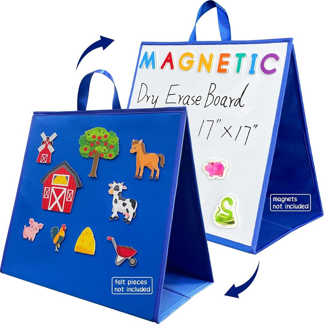 Felt Flannel Board/Dry Erase White Board for Toddlers,17.3 * 17.3in,Double-Sided,Folding,Standing,for Wall,Classroom,Preschool,Kiddie Corner,Interactive,Gifts for Kid Felt Flannel Board/Dry Erase White Board for Toddlers,17.3 * 17.3in,Double-Sided,Folding,Standing,for Wall,Classroom,Preschool,Kiddie Corner,Interactive,Gifts for Kid