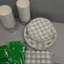 350 Pcs Sage Green Gingham Plates and Napkins Set, Sage Gingham Party Supplies with Paper Plates Napkins Cups Plastic Spoons Forks Knives for Wedding Picnic Baby Shower Decorations