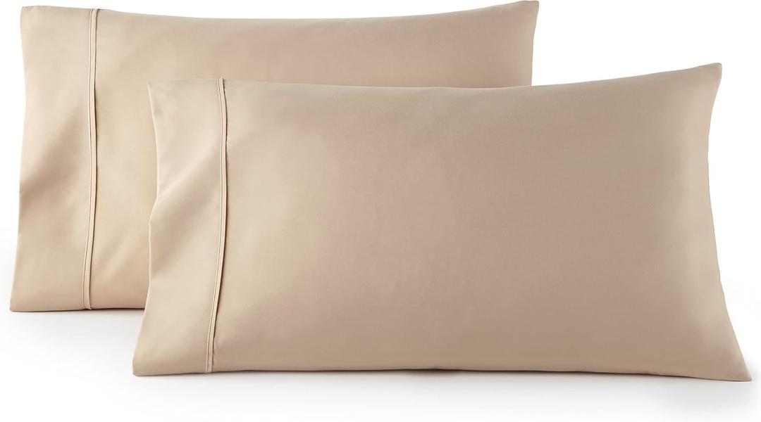 HC Collection King Pillow Cases Set of 2- Microfiber, Extra Soft Pillowcases - Easy Care & Machine Washable - Taupe